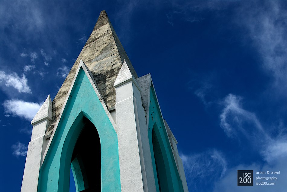 Detail of the spire of Grace Methodist Church, Pembroke, Bermuda