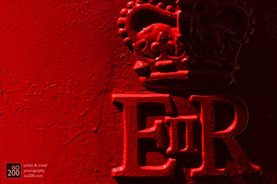 Detail of a freshly painted post box, University of Warwick, Coventry, England. The paint was still wet when I took this - the photo is (aside from a minor rotate and crop) straight out of the camera.