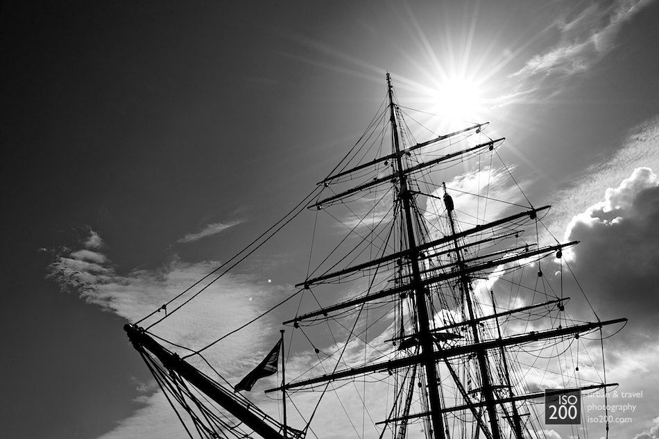 The RRS Discovery in Dundee. The Discovery is believed to be the last 'traditional' wooden three-masted ship to be built in Britain although her peculiar design, construction and rigging actually make her one of the strangest square riggers every built.