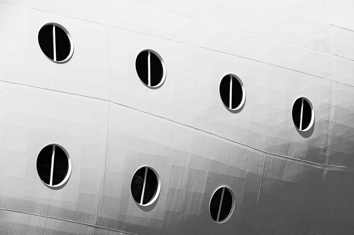 Detail of the hull of the cruise ship Costa Atlantica.
