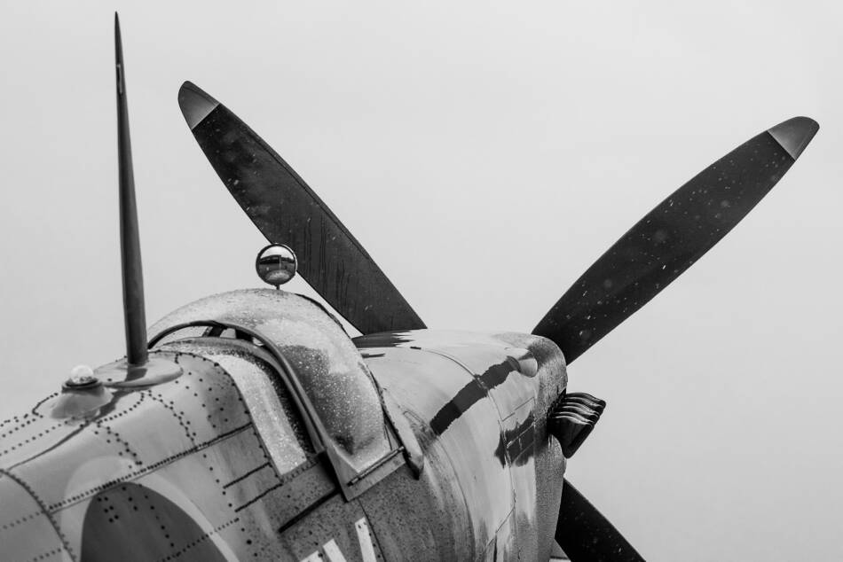 Spitfire in the rain, National Museum of Flight, East Fortune, Scotland