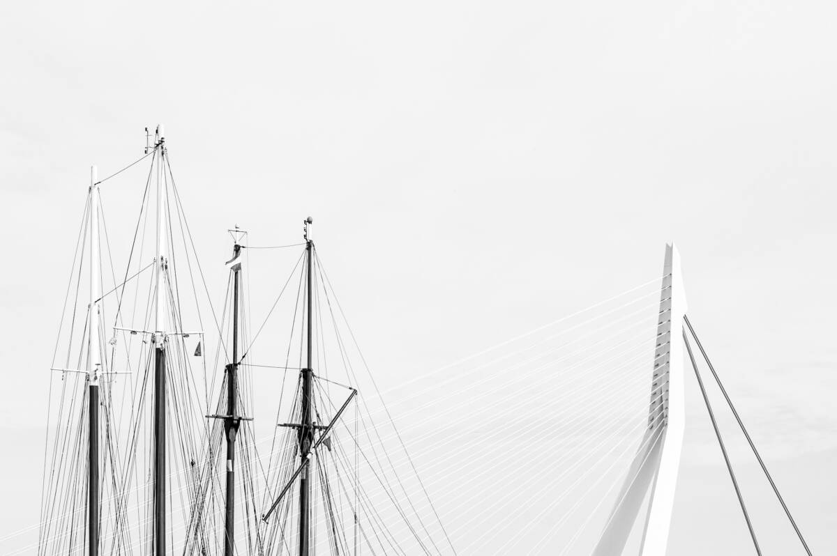 Ship masts and the Erasmus Bridge, Rotterdam
