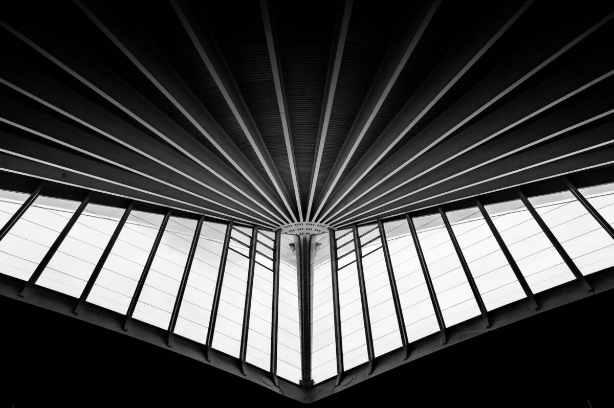 Abstract photo of Bilbao Airport's ceiling -  designed by Santiago Calatrava
